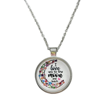 necklace steel silver chain i love to the moon1